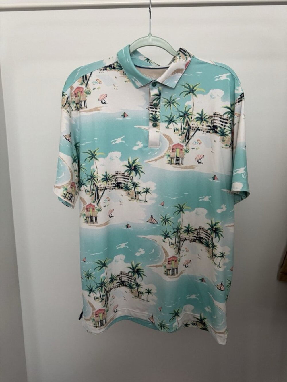 Walter Hagen Golf Polo Men's Large Beach Print Performance Tropical